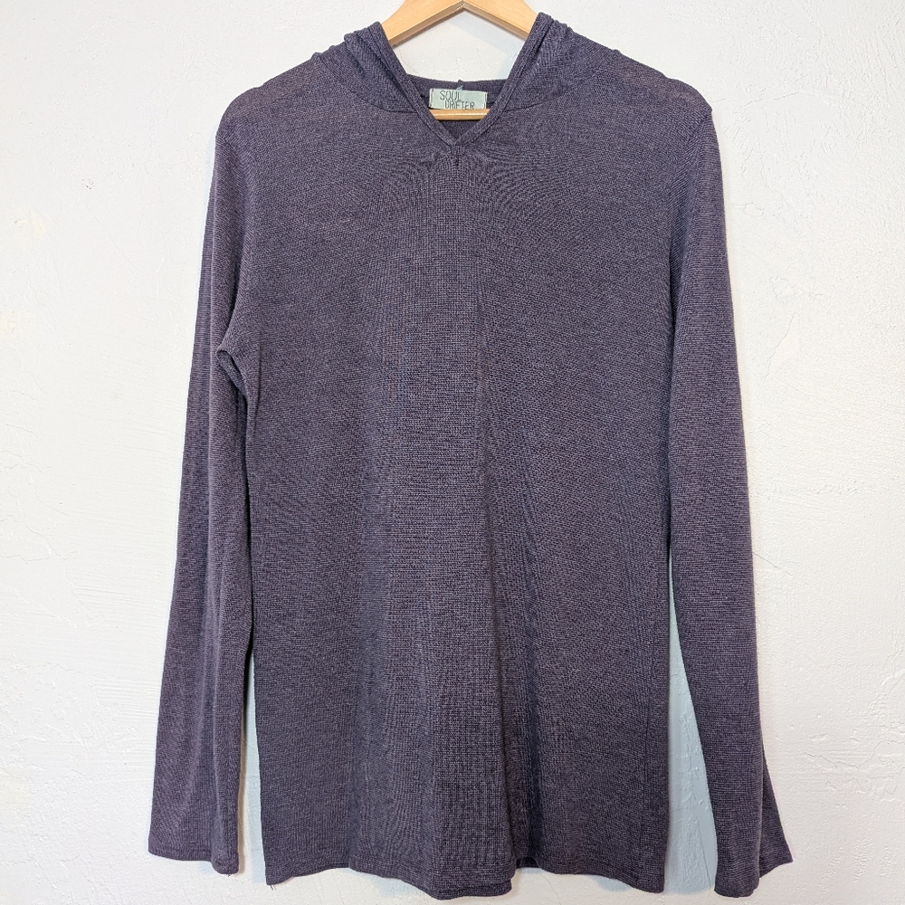 Lightweight Casual Purple Hooded Long Sleeve Knit Sweater Beach Summer Festival
